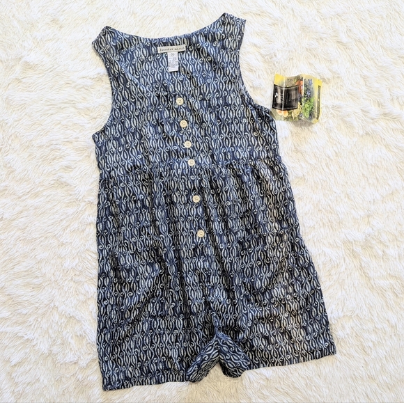 Vintage Pants - NWT Vintage Jonathan Martin Blue Abstract Button Down Romper Size 5/6